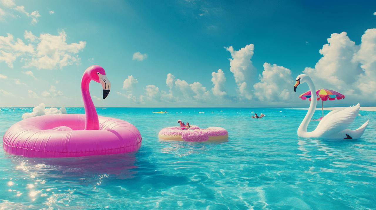Quand Hollywood s’invite a la plage : La bouee flamant rose geante star des series TV